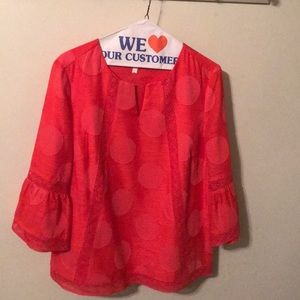 Deep orange peasant top size 8-10 medium